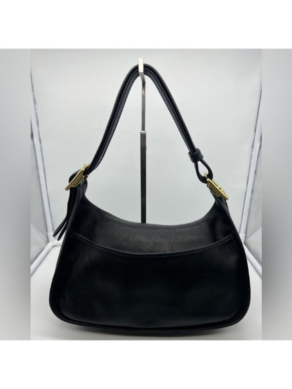 COACH VINTAGE 9338 Y2K Legacy Crescent Black Leather Shoulder Crossbody Hobo Bag - Picture 5 of 16